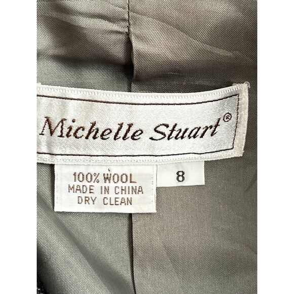 Vintage Michelle Stuart 100% Wool Grey Plaid Checkered Blazer Sz 8 Career Office - Picture 8 of 10